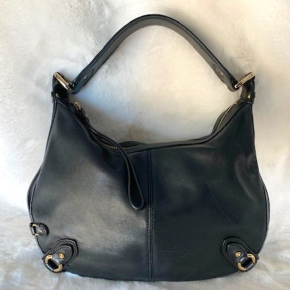 Cole Haan Black Leather Bag with Gold Accents RARE - Picture 14 of 14